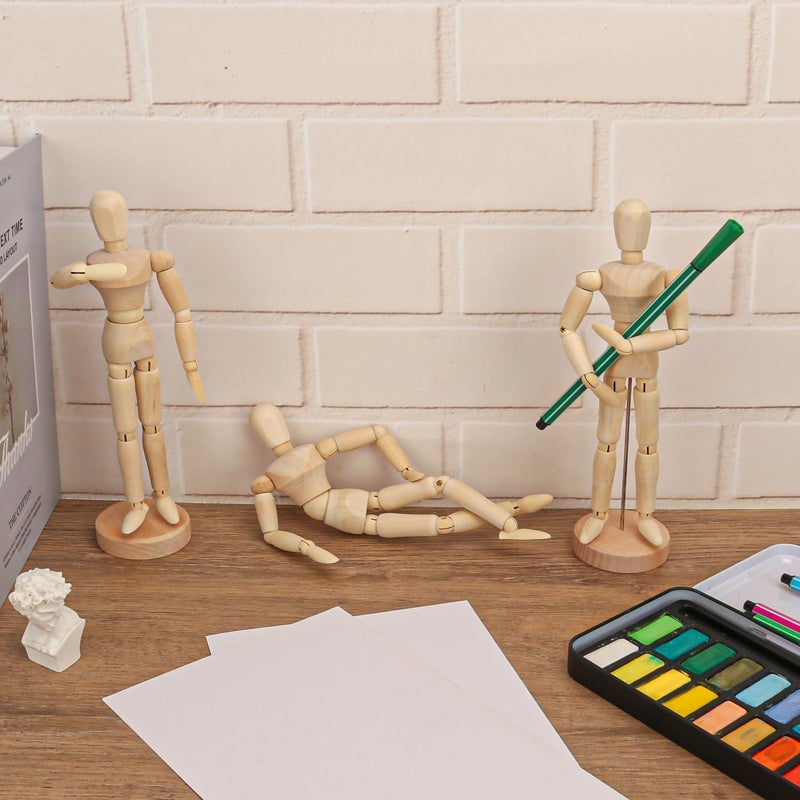 IHDYPPEW 7 Pack 8 Inch Artists Wooden Manikin, Wood Poseable Mannequin, Wooden Drawing Mannequin, Wooden Drawing Models for Artists Mannequin, Photography Prop, Animation, Home - Image 5